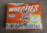 K General "G Mills 935253 SELECTED BY UNITED STATES OLYMPIC COMMITTEE WHEATLES WHOLE WHEAT FLAKES "Breakfast of Champions TO FOR 25% OF DAILY NEEDS FOR 7 VITAMINS & IRON US ESTABLISHED BY GOVERNMENT 935 GET A GREAT JOGATHON T-SHIRT Jogathon SCHOOLS GET MORE DOLLARS FROM WHEATIES SEE SIDE PANEL GOOD SOURCE OF NATURAL BRAN FIBER NET WT 18 OZ (1 LB 2 OZ) 510 grams