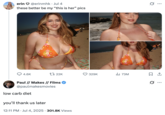 A fatphobic reply to "tweet":https://knowyourmeme.com/memes/sites/twitter-x from "Twitter / X":https://knowyourmeme.com/memes/sites/twitter-x user Erinmhk, which showed her in a bikini.