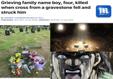 Grieving family name boy, four, killed when cross from a gravestone fell and struck him BY ANDREW CHAMBERLAIN and LIZ HULL PUBLISHED: 19:27 BST, 6 July 2025 | UPDATED: 20:18 BST, 6 July 2025 m MailOnline Andrew Chamberlain Caesar!