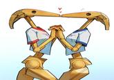 Artwork of two DJ battle droids kissing. The art is by X user @Guyinthesky_.