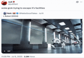 July 16th, 2025 tweet by @judiXart On July 6th, X user @judiXart tweeted another GIF from _iRobot_, posting a scene where Sonny fights another robot alongside the caption, "woke grok trying to escape X's facilities." The post gathered over 3,000 likes in three days.