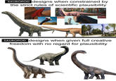 SAUROPOD designs when constrained by the strict rules of scientific plausibility dontmesswithdinosaurs.com SAUROPOD designs when given full creative freedom with no regard for plausibility