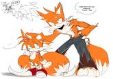 A piece of art by amongusfartvore. The art shows Taiwan Coolfox as Tails' older brother.