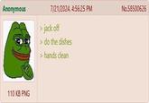 Anonymous 7/21/2024, 4:56:25 PM > j------- > do the dishes > hands clean 110 KB PNG No.58500626