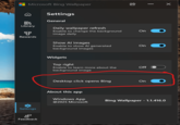 Microsoft Bing Wallpaper 000 Library Settings General Daily wallpaper refresh - Во Enable to change the background image daily On Rewards Show Al images Enable to show Al generated On background images Widgets Х Top right Enable to learn more about the Off background image Desktop click opens Bing On About this app Settings Windows App @2025 Microsoft 80 Feedback Bing Wallpaper - 1.1.416.0