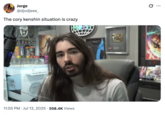 X user @djodjeee_ posted a "X Situation Is Crazy":https://knowyourmeme.com/memes/moistcr1tikals-situation-is-crazy-redraws-x-situation-is-insane meme in response to the allegations against CoryxKenshin.