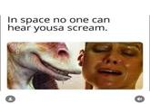 In space no one can hear yousa scream.