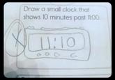 Draw a small clock that shows 10 minutes past 11:00. 11:10 000 G