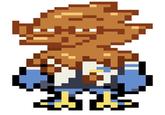 A sprite of Berdly from Deltarune covered in caramel. Created by ItsBizabizow.