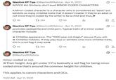 A tweet reading, "Any girl under 5'7 is basically a red flag for being minor coded."