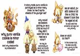 depui in story mode, pure vanilla is portrayed as a minor many times. he has 3 sprite sheets of his younger self why would devsisters portray pv as a child so much if they didn't want him to be read as a minor? he may be canonically an adult, but he still has the mind of a minor. purevanilla as an adult, pv still looks a lot like a child. he doesn't look like he aged at all its also said that ancients can age, but very slowly does an adult do this?? in the korean dub, he also sounds very young. is this not weird? d@purevanilla why pure vanilla cookie is minor coded (and why shadownilla is problematic!)