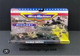 galoob Ages 4 and Up WARNING CONTAINS SMALL PARTS THE ORIGINAL Micro Machines SCALE INIATURES BATTLE FORCES READY FOR ACTION! MILITARY € BONUS! MILITARY MOBILE PATROL BONUS! Dallas VintageToys.com