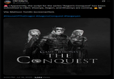 Old Valyria @_oldvalyria Q | Apparently, the script for the series "Aegon's Conquest" has been submitted to HBO. Visenya, Aegon, and Rhaenys are coming. ✔X Via: Mattson Tomlin (screenwriter). #HouseOfTheDragon #AegonsConquest #targaryen HOO GAME OF THRONES THE CONQUEST FAN MADE POSTER PORTALHOTD 9:00 PM - Jul 16, 2025 3,044 Views