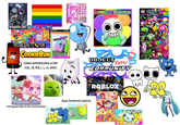 MURDER DRONES KINITO DANDY'S WORLD myspock REGRETEVATOR COOKIERUN KINITOPET Uses emoticons a lot (:D, :3, X3, ;-;, :c, etc) OBJECT show COMMUNITY Gacha Life (The good side of the community) Says brainrot (satire) ROBLOX CHAOTICO BEAN & The beans glitter glue)