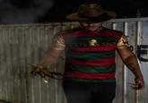 A photo of streamer "Low Tier God":https://knowyourmeme.com/memes/people/low-tier-god, also known as LTG or Dale Wilson, wearing an outfit inspired by the character "Freddy Krueger":https://knowyourmeme.com/memes/smoking-freddy-krueger from the _A Nightmare on Elm Street_ horror film franchise.