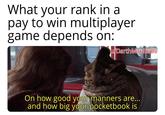 What your rank in a pay to win multiplayer game depends on: w/Darth MaulBalls On how good your manners are... and how big your pocketbook is