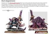 Buri Aegnirssen Known as the Thrice-Devoured, Buri is a new special character for the Leagues of Votann, and he's a kin with issues. Buri is the last survivor of the Emberg- Aegnir Bloc, a league utterly devoured by Hive Fleet Leviathan. He bears the sorrow and bitterness of his lost Kin – arriving unbidden to fight alongside other Leagues, for reasons that are entirely his own. WARHAMMER COMMUNITY GZ/Z5 THE BIG SUMMER PREVIEW SHOW