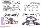 IVE FOUGHT THE MOST WARS WITH CHINA! NO, HAVE! AMATEURS. JAPAN MONGOLIA WHAT WAS THAT, PUNK? AMATEURS. OWLTURD.COM imgflip.com CHINA