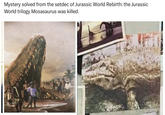 Mystery solved from the setdec of Jurassic World Rebirth: the Jurassic World trilogy Mosasaurus was killed.