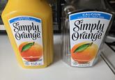 CALCIUM VITAMIN D PULP FREE Simply Orange CALCIUM VITAMIN D PULP FREE Simply Orange NOT FROM CONCENTRATE 110 PERE FLES 100% PURE SQUEEZED PAS ORANGE 46 FL OZ (1.4 QT) 1.36 L NOT FROM CONCENTRATE 110 100% PURE SQUEEZED PASTEURIZED ORANGE JUICE WITH CALCIUM & VITAMIN D 52 FL OZ (1.6 QT) 1.53 L