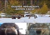 super weapon arms race Germany USA slightly larger tank a portable star