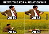 A version of the Mr. Bean Waiting meme. The meme reads, "Me waiting for a relationship."