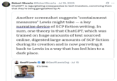 X user @RobertSkvarla reposted a section from a July 18th, 2025 Futurism article about Geoff Lewis's supposed Chat GPT induced delusions, writing, "ChatGPT is regurgitating creepypastas to tech investors, convincing them that they're being gangstalked by AI."