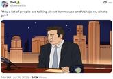 A tweet reading, "Hey a lot of people are talking about Ironmouse and Vshojo rn, whats goi-." The tweet uses the Jimmy Fallon cartoon as a reaction.