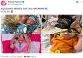 A Twitter post by Trisha Paytas. In the post she announces the birth of her third child, a son named Aquaman.