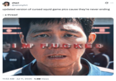 A "tweet":https://knowyourmeme.com/memes/sites/twitter-x starting a thread of Squid Game Edit Reaction Images in July 2025.