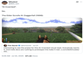 July 22nd, 2025 tweet by @994_ram On July 22nd, X user @994_ram tweeted a still from the 1996 game _Elder Scrolls III: Daggerfall_, showing a similar pixelated rendering and first-person perspective. The post gathered over 55,000 likes in a day.