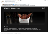 A "quote-tweet":https://knowyourmeme.com/memes/quote-retweets-qrts joking about the "Epic Bacon at Tesla Diner."