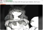 A Reddit post reading, "Um, I think it's time to stop with the goo goo babies, don't you thin-." The meme is based on Super Creek.