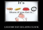 It's Share if you Get it... LEGUME FAT GELATIN CLOCK