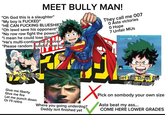 A meme about Deku fighting street tier characters. The meme was posted to the /r/deathbattle subreddit.