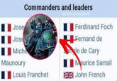 Commanders and leaders Jose Jose Miche Maunoury Louis Franchet @dark.fantasygeek Ferdinand Foch Fernand de le de Cary Maurice Sarrail John French