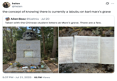 X user @helen tweeted, "the concept of knowing there is currently a labubu on karl marx's grave," gathering over 200,000 likes in four days.