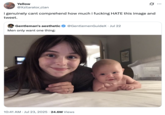 A "quote-tweet":https://knowyourmeme.com/memes/quote-retweets-qrts of the "Men only want one thing" tweet with a photo of Acacia Clark and her baby.