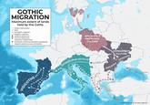 GOTHIC MIGRATION Maximum extent of lands held by the Goths Modern state borders → Raids ...> Ostrogothic migration - Visigothic migration Wielbark settlements Przworsk settlements Cernjachov material finds Cemeteries containing Ostrogothic gravegoods Visigothic period row-grave cemeteries VISIGOTHS 412-711 CE 418 CE 15 CE Öster Väster- götland götland Entury CE WIELBARK & PRZWORSK CULTURE OSTROGOTHS 493-554 CE 454 CE 397 150 CE CERNJACHOV CULTURE ~200 CE VISIGOTHS OSTROGOTH 410 CE 268-269 CE X Efeso X Nicomedia 257 CE CRIMEAN COTHS 255 CE Pitic (255/256) Trebisonda (256) © 2025 Chronocarta. All rights reserved.