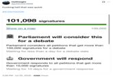 On July 25th, 2025, X user @joeblillib4090 posted a screenshot of the petition to repeal the UK's new Online Safety Act reaching the 100,000 signees it needs to enter the Parliament for debate. The caption on the tweet read, "F------ hell that was quick #ICANTGOON."