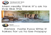 "Critical Hit" Brit BrittanyVenti Men really think it's ok to live like this tock Adob Asad Assaadude Xenos hate how little it takes for us to be happy