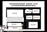 A censored graphic relating to the Roblox cult Spawnism. The graphic collects images of people who have s/h because of the cult.