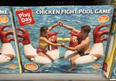 ME Includes Repair Patch REVERSIBLE TING ISLAND Play Day CHICKEN FIGHT POOL GAME Includes Repair Patch INFLATED SIZE Linox 5 nh cmx91 cm x 105 cm) Grip Handles WARNING: AGE Includes Inflatable Chickens ADULT Grip Handles INFLATED SIZE: 56.5 in Lx 36 in D x 41.5 in H (144 cm x 91 cm x 105 cm) WARNING WARNINGS FLOATING ISLAND AGE ADULT