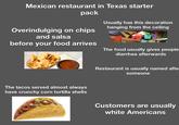 Mexican restaurant in Texas starter pack Overindulging on chips and salsa before your food arrives Usually has this decoration hanging from the ceiling The food usually gives people diarrhea afterwards The tacos served almost always have crunchy corn tortilla shells Restaurant is usually named afte someone Customers are usually white Americans