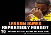 wish PROMIS LEBRON JAMES REPORTEDLY FORGOT TO PREPARE REVIVIFY BEFORE THE BOSS FIGHT FAR