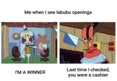 Me when I see labubu openings Last time I checked, I'M A WINNER you were a cashier