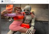 A photo of Eve and Mr. Handsome taking a selfie. The post reads, "pete davidson strikes again."