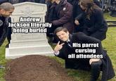 Andrew Jackson literally being buried The Green Arrow His parrot cursing all attendees /Anarchist-x-Drugs