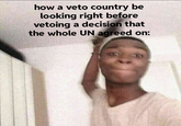 how a veto country be looking right before vetoing a decision that the whole UN agreed on: