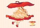 X user @kapalkilayyyy posted artwork showing a girl holding an umbrella combined with a drawing of an apple core. The post gathered over 140,000 likes in five days.